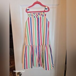 Joules, Girls Summer Multi-color Striped Dress, Size 9-10y / 134-140cm